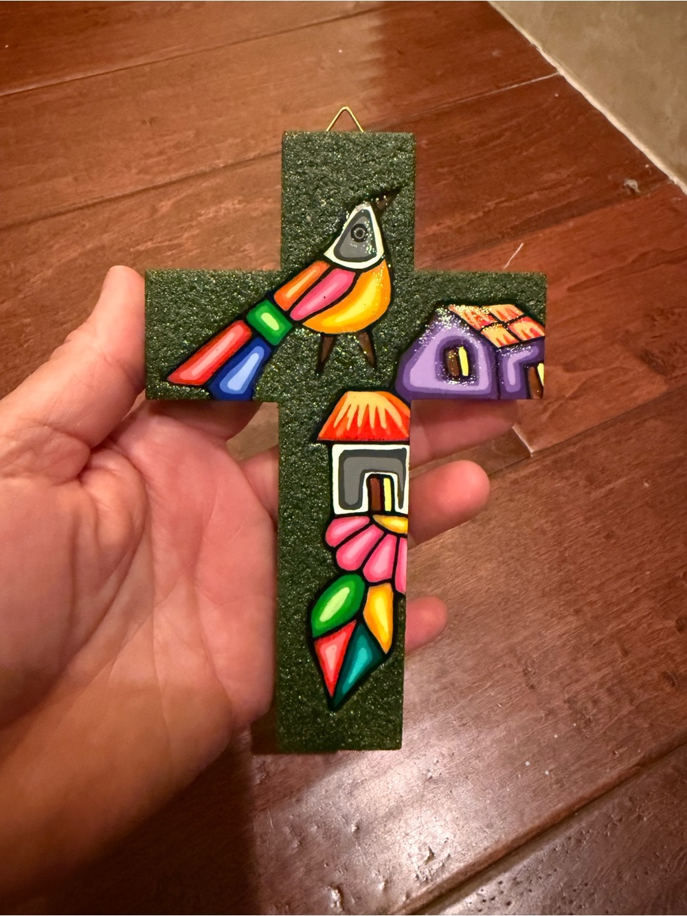 Vintage El Salvador Hand Painted Cross